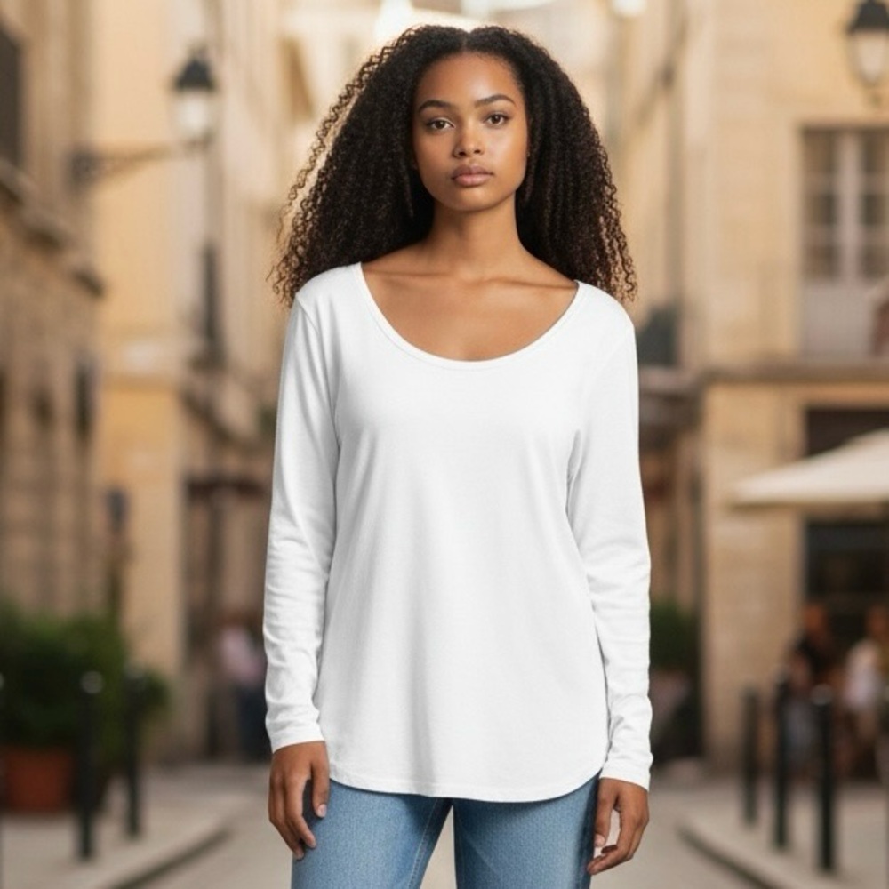 Cherokee Women's White Long Sleeve Tee